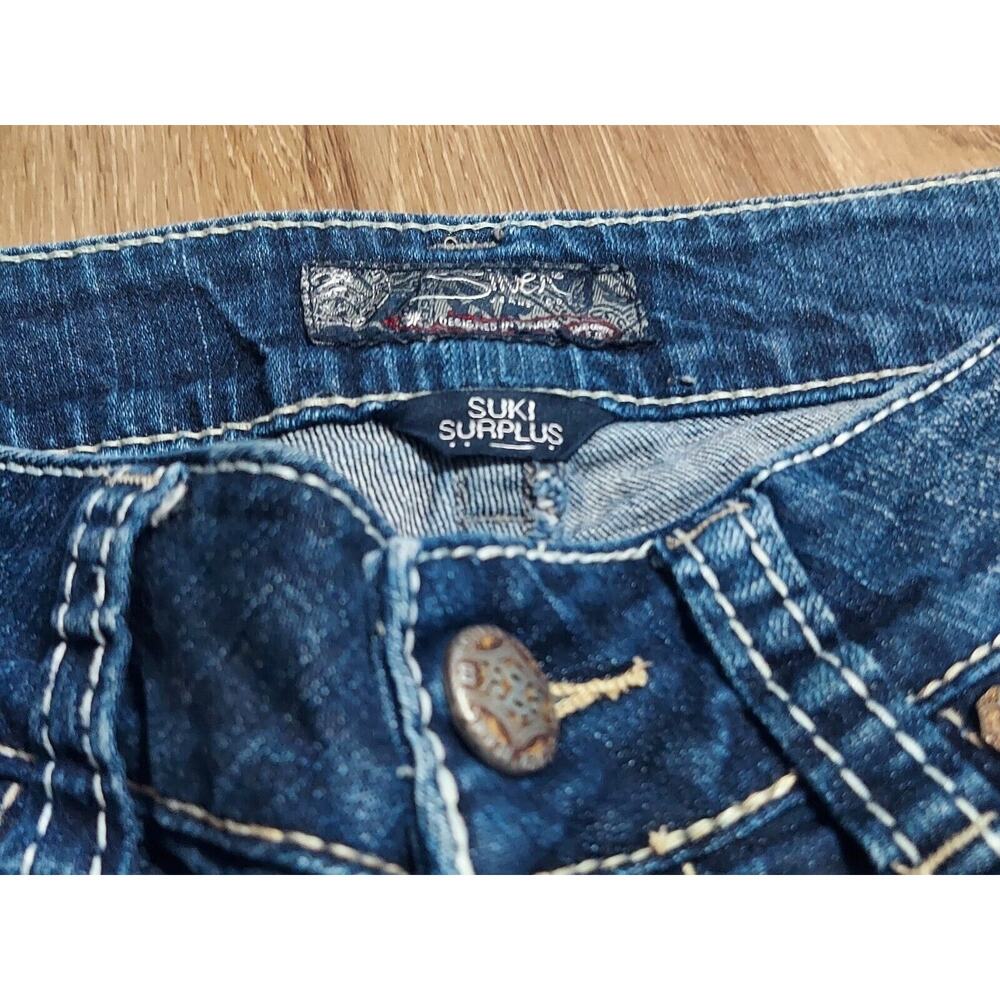 Women's SILVER Distressed - Size 28 / 29x32 - Suki Surplus - Indigo Denim - NWOT - Picture 11 of 12